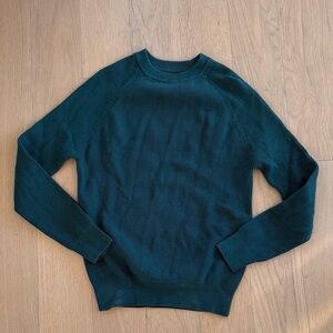 Zara Deep Teal Ribbed Crew Neck Sweater